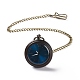 Ebony Wood Pocket Watch with Brass Curb Chain and Clips(WACH-D017-A11-01AB-01)-1