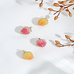 4Pcs 2 Colors Handmade Flower Epoxy Resin Pendants, with Brass Peg Bails and Glass Micro Beads, Bud, Golden, Mixed Color, 14~15x9~10x9~10mm, Hole: 1.2mm, 2pcs/color(RESI-LP0001-27B)