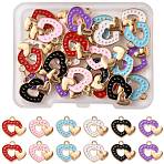 24Pcs 6 Colors Alloy Enamel Pendants, Heart Charms, Golden, Mixed Color, 15x16.5mm, 4pcs/color(ENAM-FS0004-35)