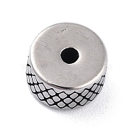 304 Stainless Steel Beads, Tibetan Style, Textured, Column, Antique Silver, 8.5x5mm, Hole: 1.6mm(STAS-I190-21AS)