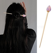 Cellulose Acetate(Resin) Hair Sticks, with Light Gold Alloy Pin, Mauve, 149x16mm(OHAR-C007-01A)