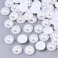 ABS Plastic Imitation Pearl Cabochons, Flower, White, 11x3.5mm, about 1000pcs/bag(SACR-R859-Z9)