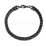 304 Stainless Steel Wheat Chain Bracelets for Men, Black, 8-1/2 inch(21.5cm)(BJEW-B093-04EB)