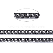 304 Stainless Steel Cuban Link Chains, Chunky Chains, Unwelded, with Spool, Electrophoresis Black, Link: 10x7x1.8mm, about 32.8 Feet(10m)/roll(CHS-D032-02B)