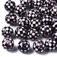 Opaque Printed Acrylic Beads, Round, Black, 11.5~12x11mm, Hole: 2.5mm(X-MACR-S271-12mm-24)