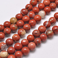 Natural Red Jasper Beads Strands, Round, Grade AB, Red, 4mm, Hole: 1mm, about 95pcs/strand, 15.5 inch(X-G-F348-02-4mm)