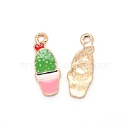 Alloy Enamel Pendants, Cadmium Free & Lead Free, Cactus, Light Gold, 25x9.5x1.5mm, Hole: 2mm(ENAM-WH0070-60LG-RS)