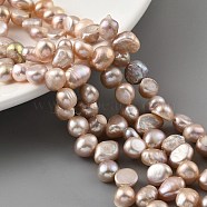 Natural Cultured Freshwater Pearl Beads Strands, Top Drilled, Two Sides Polished, Lilac, 6~7mm, Hole: 0.5mm, about 29pcs/strand, 6.69 inch(17cm)(PEAR-A006-19A)