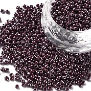 (Repacking Service Available) Glass Seed Beads, Opaque Colors Lustered, Round, Indian Red, 12/0, 2mm, Hole: 1mm, about 12g/bag(SEED-C021-2mm-126)