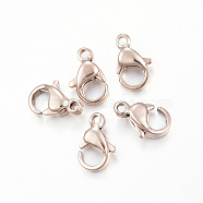 Ion Plating(IP) 304 Stainless Steel Lobster Claw Clasps, Parrot Trigger Clasps, Rose Gold, 10x6x3mm, Hole: 1.5mm(X-STAS-H353-B-02RG)