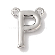 Rack Plating Brass Pendants, Long-Lasting Plated, Lead Free & Cadmium Free, Letter Charms, Platinum, Letter P, 10.5x9x2mm, Hole: 1mm(KK-L216-003P-P)