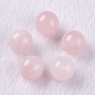 Natural Rose Quartz Beads, Half Drilled, Round, 8mm, Hole: 1mm(G-K275-28-8mm)