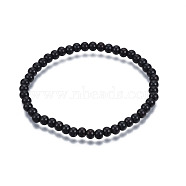 201 Stainless Steel Round Beaded Stretch Bracelet for Men Women, Electrophoresis Black, Inner Diameter: 2 inch(5.2cm), Beads: 5mm(BJEW-N017-163A-03)