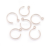 Ion Plating(IP) 304 Stainless Steel Earring Hooks, with Horizontal Loop, Balloon Ear Wire, Rose Gold, 23~34x18~19x0.8mm, Hole: 2mm, 20 Gauge, Pin: 0.8mm(STAS-O119-10RG-A)