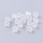White Imitation Cat Eye Resin Round Beads, about 8mm in diameter, hole: 1.5mm(X-RB263Y-25)