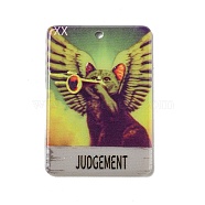 Acrylic Pendants, Rectangle with  Tarot, Wing, 38.5x27x2mm, Hole: 1.8mm(OACR-E036-01F)