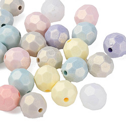 Spray Painted Acrylic Beads, Rubberized Style, Faceted, Round, Mixed Color, 10x9.5x9.5mm, Hole: 1.8mm, about 970pcs/500g(MACR-N006-26-C01)