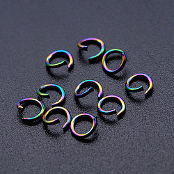 Ion Plating(IP) 201 Stainless Steel Jump Rings, Round Ring, Open Jump Rings, Rainbow Color, 20 Gauge, 5x0.8mm, Inner Diameter: 3mm(STAS-S105-JN511)