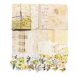 Spring Flower Scrapbooking Tool Kits, Including 40Pcs Paper Pads, 20Pcs Memo Paper and 40Pcs PET Stickers, for DIY Album Scrapbook, Greeting Card, Champagne Yellow, 37~110x31~61x0.1mm(DIY-P084-E04)