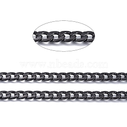 304 Stainless Steel Cuban Link Chains, Chunky Chains, Unwelded, with Spool, Electrophoresis Black, Link: 10x7x1.8mm, about 32.8 Feet(10m)/roll(CHS-D032-02B)