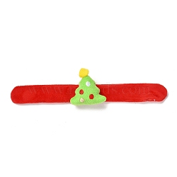 Christmas Slap Bracelets, Snap Bracelets for Kids and Adults Christmas Party, Christmas Tree, Lawn Green, 24.5x2.5x0.2cm(X1-BJEW-B012-01)