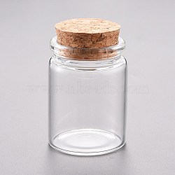 Glass Bead Containers, with Cork Stopper, Wishing Bottle, Clear, 3.7x5cm, Capacity: 30ml(1.01 fl. oz)(AJEW-P072-03A)