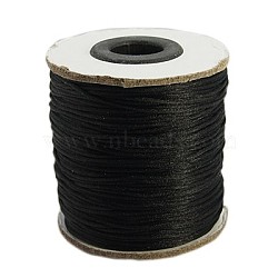 Nylon Rattail Satin Cord, Beading String, for Chinese Knotting, Jewelry Making, Nylon Jewelry Cord for Braided Jewelry Making, Round, Black, 1mm, about 100yards/roll(X-NWIR-I002-02)