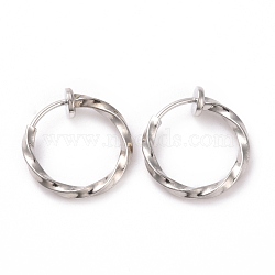 Electroplated Brass Twisted Tubular Hoop Earrings for Women, Platinum, 15x4mm, Pin: 0.7mm(EJEW-G299-01A-P)