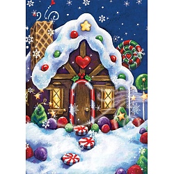 DIY Christmas Theme Diamond Painting Kits, Including, Resin Rhinestones, Diamond Sticky Pen, Tray Plate, Glue Clay, House, 40x30x0.5mm(DIY-U002-02B)