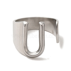 Non-Tarnish 201 Stainless Steel Finger Rings, Letter U, Inner Diameter: 18mm(RJEW-H223-04P-U)