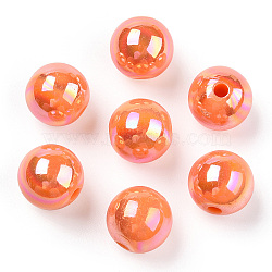 Opaque Acrylic Beads, AB Color Plated, Round, Coral, 12x11mm, Hole: 2.5mm, about 566pcs/500g(MACR-S370-D12mm-A11)