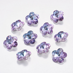 Faceted Glass Rhinestone Charms, Imitation Austrian Crystal, Flower, Vitrail Light, 10x10x5mm, Hole: 1.2mm(RGLA-F055-10x10-001VL)