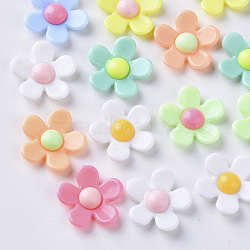 Opaque Acrylic Cabochons, Flower, Mixed Color, 17x17.5x4~5mm, Bottom: 9mm(X-SACR-N007-A-02)