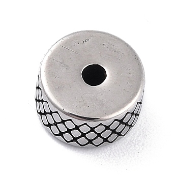 304 Stainless Steel Beads, Tibetan Style, Textured, Column, Antique Silver, 8.5x5mm, Hole: 1.6mm