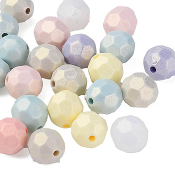 Spray Painted Acrylic Beads, Rubberized Style, Faceted, Round, Mixed Color, 10x9.5x9.5mm, Hole: 1.8mm, about 970pcs/500g
