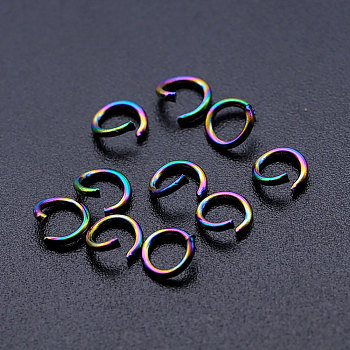 Ion Plating(IP) 201 Stainless Steel Jump Rings, Round Ring, Open Jump Rings, Rainbow Color, 20 Gauge, 5x0.8mm, Inner Diameter: 3mm