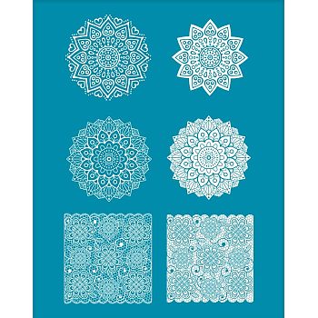 Silk Screen Printing Stencil, for Painting on Wood, DIY Decoration T-Shirt Fabric, Floral Pattern, 100x127mm