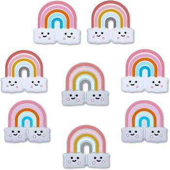 CHGCRAFT 6pcs 3 colors Silicone Beads, DIY Nursing Necklaces and Bracelets Making, Chewing Pendants For Teethers, Rainbow with Cloud, Mixed Color, 38x38.5x10mm, Hole: 2.5mm, 2pcs/color