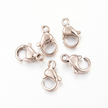 Ion Plating(IP) 304 Stainless Steel Lobster Claw Clasps, Parrot Trigger Clasps, Rose Gold, 10x6x3mm, Hole: 1.5mm