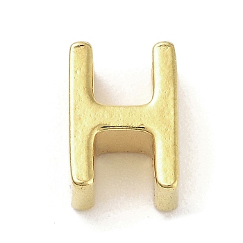 304 Stainless Steel Pendants, Real 24K Gold Plated, Letter H, 8x5.5x4mm, Hole: 1.6mm