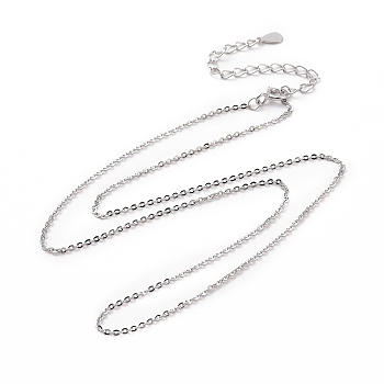 Anti-Tarnish Rhodium Plated 925 Sterling Silver Cable Chains Necklace for Women, Platinum, 15.75 inch(40cm)
