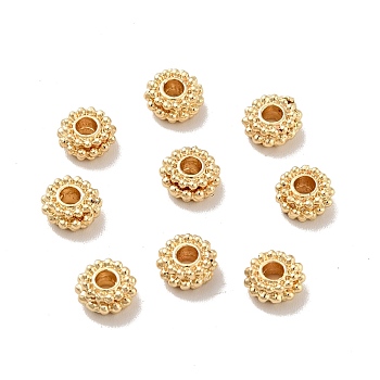 Rack Plating Alloy Beads, Long-Lasting Plated, Cadmium Free & Lead Free, Flower, Real 14K Gold Plated, 6x3mm, Hole: 2.1mm