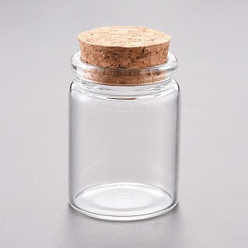 Glass Bead Containers, with Cork Stopper, Wishing Bottle, Clear, 3.7x5cm, Capacity: 30ml(1.01 fl. oz)