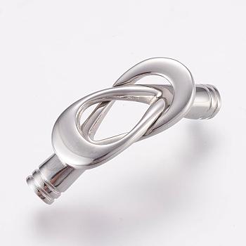 304 Stainless Steel Magnetic Clasps with Glue-in Ends, Smooth Surface, Stainless Steel Color, 43x15x7mm, Hole: 5mm