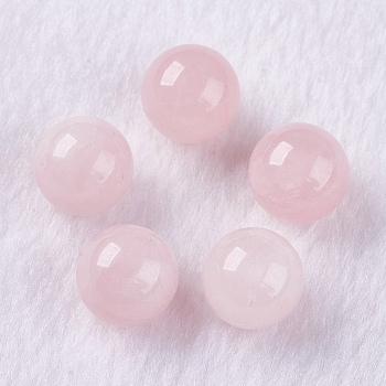 Natural Rose Quartz Beads, Half Drilled, Round, 8mm, Hole: 1mm