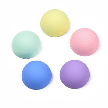 Opaque Spray Painted Acrylic Cabochonsl, Half Round, Mixed Color, 11.5x6mm