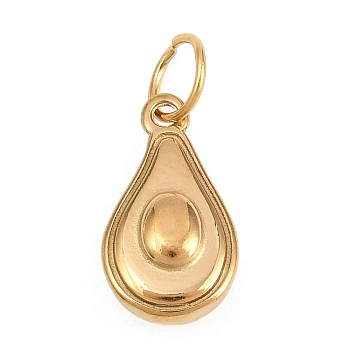 304 Stainless Steel Pendants, Golden, Avocado Charm, 16x9x5mm, Hole: 5mm