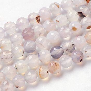 Natural Agate Beads Strands, Faceted, Round, 8mm, Hole: 1mm, about 48pcs/strand, 14.9 inch