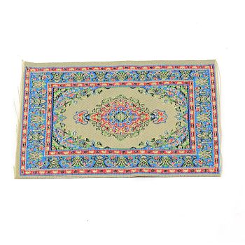 Mini Dollhouse Cloth Carpets, Rectangle with Floral, Dark Sea Green, 160x100x0.5mm