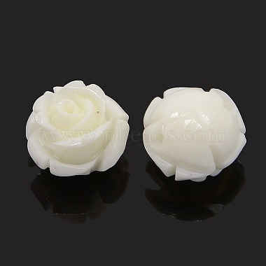 14mm White Flower Synthetic Coral Beads